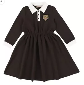 PHIL & PHOEBE BROWN white Trim Patch Collared Sweatshirt Lion DRESS Size 14 NWT - Picture 1 of 3