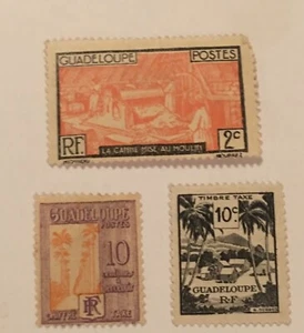 Lot of 3 different Vintage Guadeloupe Postage / Postes stamps - Picture 1 of 2