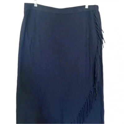 Suave entorno - Falda recta con flecos azul marino envolvente imitación mujer talla XL Foto 1 de 4
