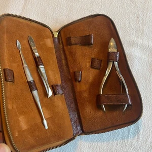 La Cross Vintage Manicure Pedicure Nail Clipper Travel Kit Case With 3 Tools - Picture 1 of 17