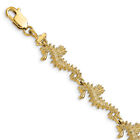 Avariah 14k Yellow Gold Textured 3-D Seahorse Bracelet - 7.5"