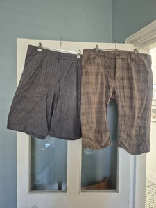 2 X Shorts, Logg H&M And Stone Bay, Checked, Size 36 Brown And Blue - Picture 1 of 7