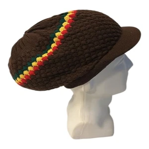 Medium/Large Brown Rasta Hat Dreadlocks Tam Crown Dreads Slouchy Cap Locks - Picture 1 of 2