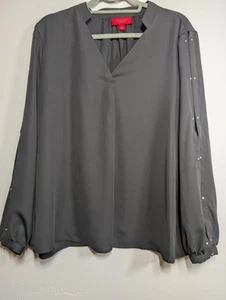 JENNIFER LOPEZ Langarmshirt Pull-On schwarz Cutout Ärmel Pailletten XL - Bild 1 von 6