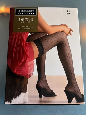 *Le Bourget*Lafayette-Halterlose Strümpfe/Stay up Gr. 1 - schwarz - Punkte - Bild 1 von 2