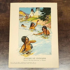 Vintage Native American Indian Print- Indian Maidens Bathing At Dawn, After Rain - Picture 1 of 5