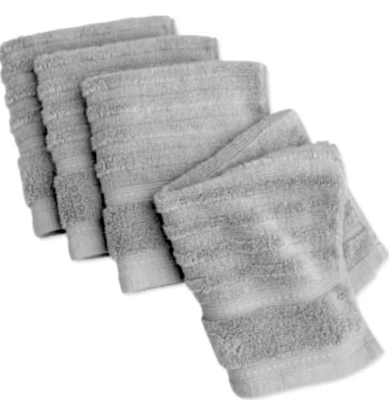 "Juego de 4 paños de lavado acanalados gris 100 % algodón Martha Stewart precio de venta sugerido por el fabricante $26 GRANDE 13""x13""" Foto 1 de 3