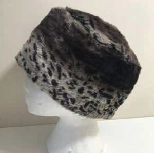 Soft Faux fur Pillbox or Cossack style hat Leopard print - Classic Millinery - Picture 1 of 6