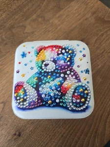 Completed Diamond Art Square Jewellery Box Ideal For Travel Teddy Bear Multi - Picture 1 of 6