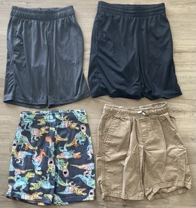 Boys Shorts Size 8/10, Lot Of 4 Cat & Jack Gray Black Tan Dinosaur - Picture 1 of 6