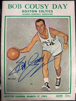 17 de marzo de 1963 Bob Cousy Day Autografiado Celtics Programa de Juego BAS HOF Foto 1 de 4
