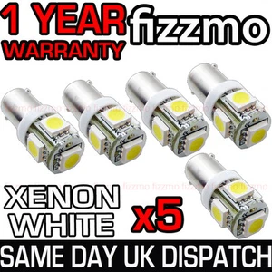 5x 233 BA9S T4W BAYONETA TAPADA 5 SMD LED OCULTO 6000K BLANCO BOMBILLAS LATERALES REINO UNIDO - Imagen 1 de 1