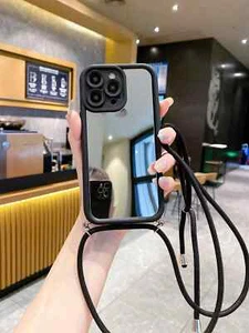 Funda protectora elegante con superficie de espejo y cuerda bandolera para iPhone 16 - Imagen 1 de 5