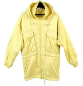 90s adidas Originals vintage jacket light rain shiny yellow parka OG women's S M - Picture 1 of 8