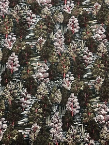 Forest Scene Fabric Hollytex Screen Print Trees  OOP BTFQ - Picture 1 of 3