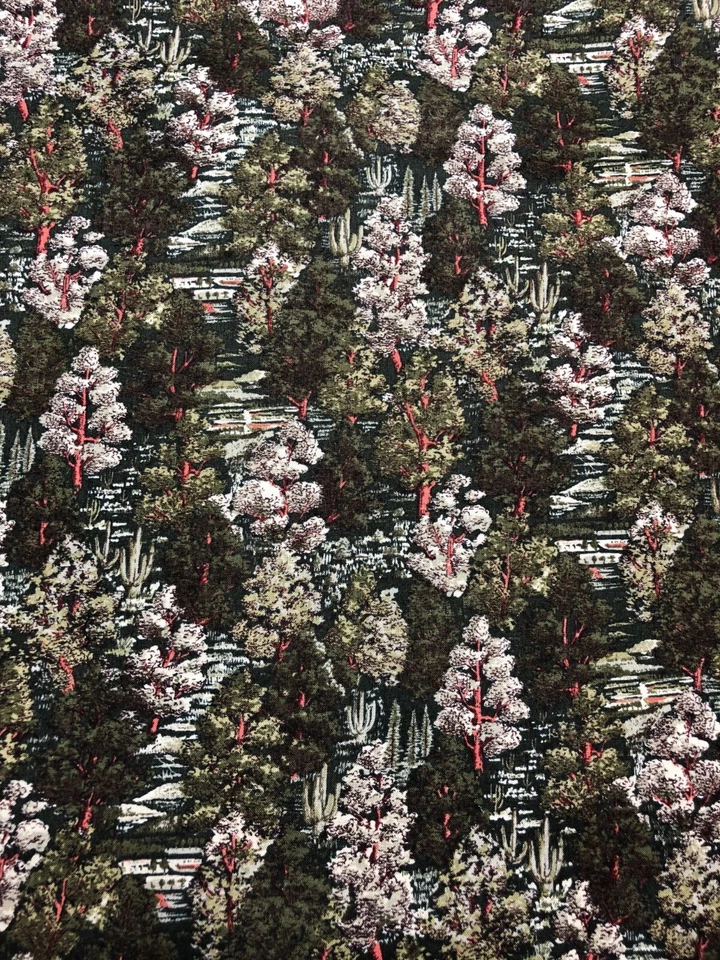 Forest Scene Fabric Hollytex Screen Print Trees  OOP BTFQ - Image 1 of 3