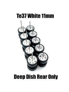 5x Set White Deep Rear Te37 11mm Real Rider Wheel w/ Rubber Tires Sets for 1/64 - Picture 1 of 3