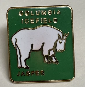 Prendedor de solapa esmaltado vintage Jasper Mountain Goat Columbia Icefield Alberta AB Park - Imagen 1 de 14