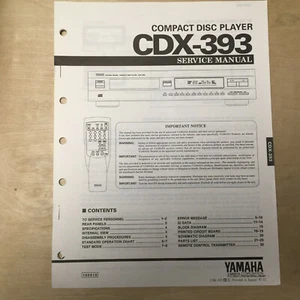 Original Yamaha Service Manual for the CDX-393 CD Player Repair - Picture 1 of 1