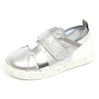 G4068 HOGAN REBEL Silver/White Leather/Fabric Glitter Shoes Kids Baby Sneaker