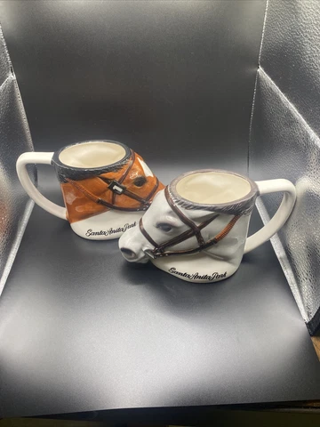 Santa Anita Park Racetrack Horse Head Shaped Coffee Mugs Cups Gary Mandel Design Cover