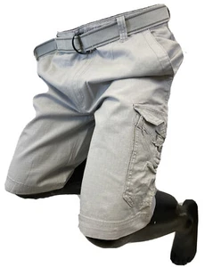 Mens WEAR FIRST CARGO SHORTS LIGHT GRAY LAVA WASH MMA 30 32 34 36 BLACK LABEL - Picture 1 of 11