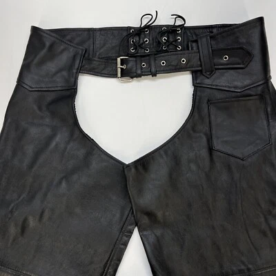 Interstate Leather Zip Snaps Buckle Chaps Men 5XL Black - Image 1 of 4