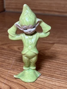 VTG Gilner Elf Pixie Sprite Ceramic Green Tummy Sticks Out - Picture 1 of 9