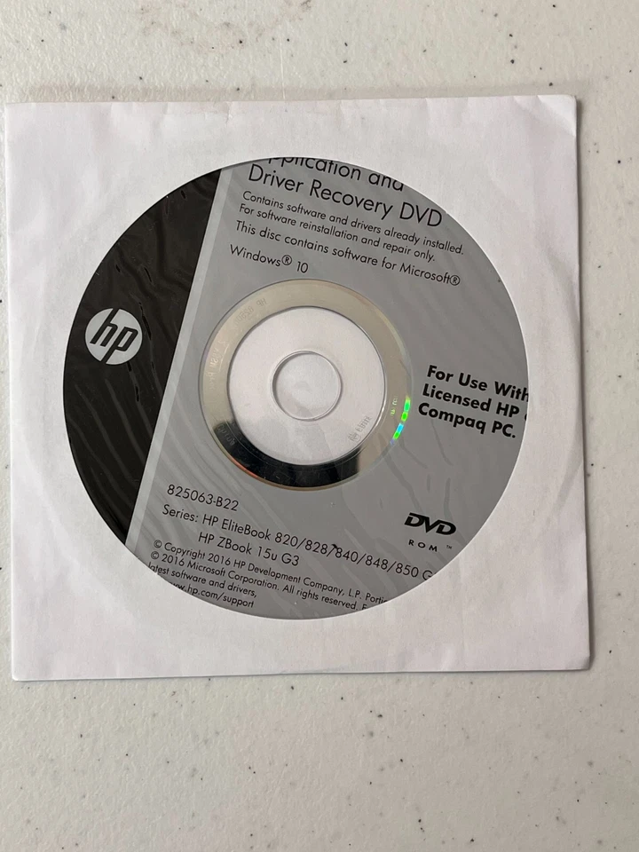 HP Application Driver Recovery DVD Elitebook and  Zbook (See Details for Models) - Image 1 of 1