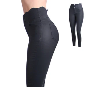 Pantalone donna skinny effetto pelle vita alta lucido push up slim fit elasticizzato - Foto 1 di 5