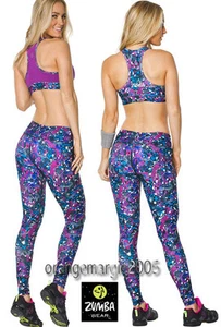 ZUMBA 2Pc.SET! Mashed Up Reversible Bra+Perfect Long Legging-EliteZWear S M L XL - Foto 1 di 7