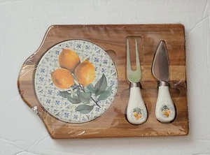 Charcuterie Wood & Ceramic Cheese Board w/2 Utensils NIB Kaiton Craft - Picture 1 of 4