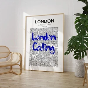 London Calling Druck, Deko Zitat Poster Reise Wandbild 9239 - Bild 1 von 1