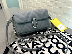 NWT Marc Jacobs Black Quilted Leather J Marc Shoulder Chain Crossbody Bag Gray - Picture 1 of 15