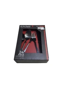 24-teiliges Besteckset Edelstahl mattschwarzes Finish Besteckset für 4 - Neu im Karton - Bild 1 von 3