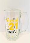Libbey "21 AND HAVIN FUN!" 21st Birthday 12oz Glass Beer Mug