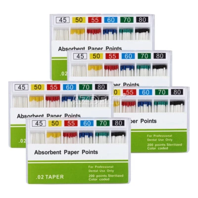 5 Pack Dental Material Absorbent Paper Points Dentist Products 0.02 Taper 45-80# - Image 1 of 4
