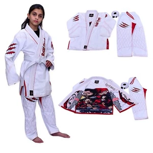 Red Kids BJJ Gi Jiu Jitsu Kimono Set w/Belt 400 GSM Youth Grappling Uniform New - Picture 1 of 8