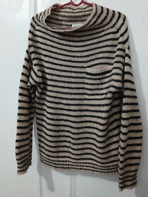 Wallace womens medium drop sleeve slouchy mohair tan stripe sweater - Image 1 of 4