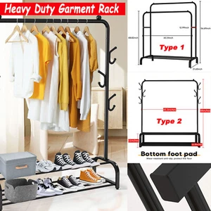 Heavy Duty Closet Organizer Metal Garment Rack Clothes Hanger Storage Shoes USA - Picture 1 of 14