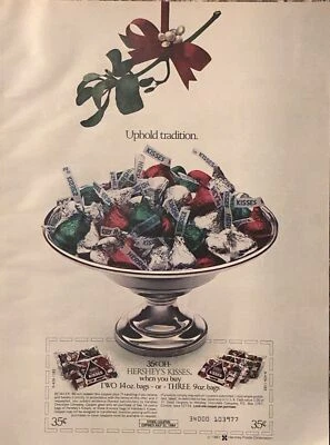 1983 Hersheys Chocolate Kisses PRINT AD Christmas Uphold Tradition VTG 1980s - Image 1 of 4
