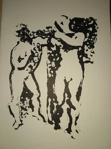 Original 1965 Ron Schwerin Reliefradierung - 10x14 - Zwei abstrakte Figuren - Bild 1 von 4