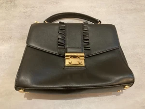 Michael Kors Women's Sloan Satchel Crossbody Handbag With Ruffle - Black - Picture 1 of 7