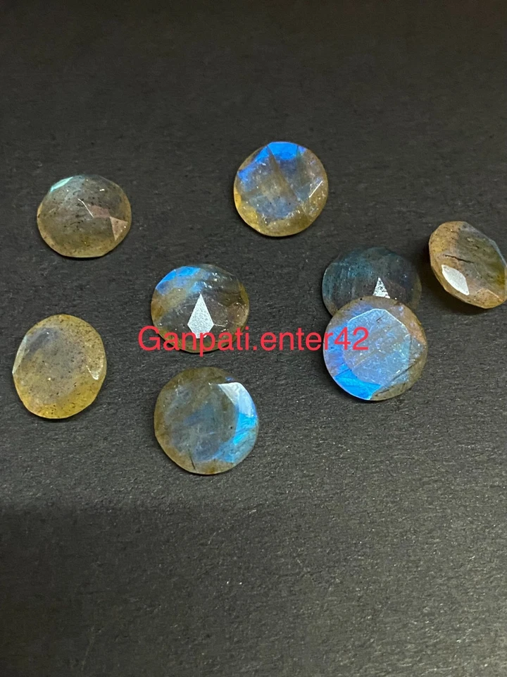 Pedra preciosa solta labradorita facetada corte redondo 8x8 mm calibrada natural tamanho E - Imagem 1 de 4