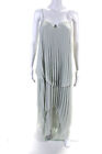 Zara Womens Chiffon Pleated V-Neck Tiered A-Line Maxi Dress Gray Size M