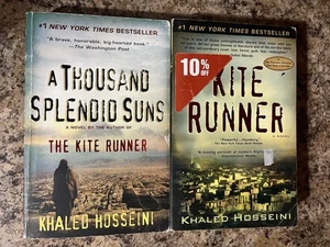 2 Book Lot Khaled Hosseini Kite Runner Thousand Splendid Suns Paperback Banned - Picture 1 of 3