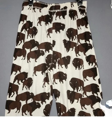 Calça Lazy One Buffalo Lounge Pj Adultos Marrom Médio Marfim Roupa de Dormir 100% Algodão - Imagem 1 de 4
