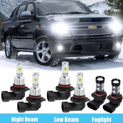 6x LED Headlight Hi/Lo Beam Fog Light Bulbs Combo For Chevy Avalanche 2002-2005 — 第 1/4 张图片