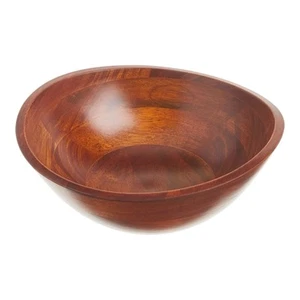 LIPPER SET OF 2 WAVY RIM BOWL WOODEN Cherry Finish Salad Fruit #2713 NEW - Picture 1 of 6