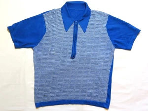 Vintage Poloshirt mit Polokragen 60er Jahre Rockabilly Mad Herren Golf 1/4 Reißverschluss vorne *getragen* - Bild 1 von 7